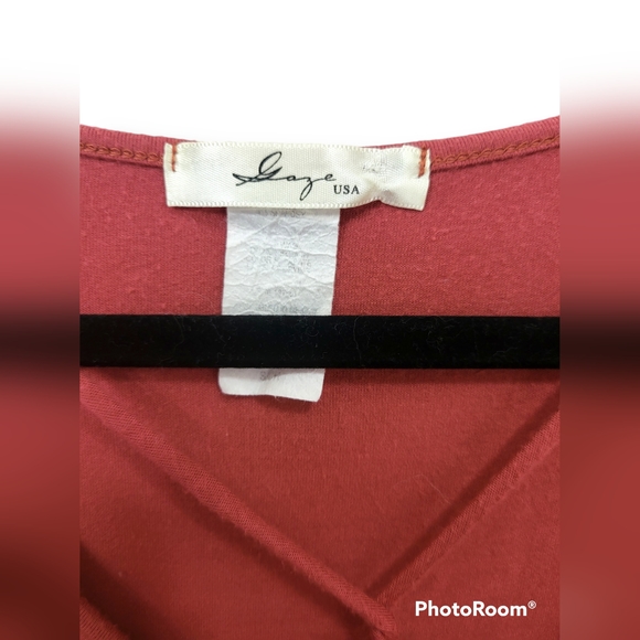 🌿Gaze Women's Small Deep Dusty Rose Crop Top with Crisscross Bodice - Picture 4 of 10